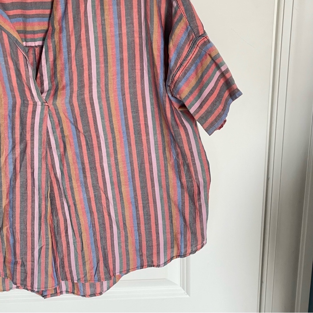 Madewell Courier Rainbow Striped Cotton Button Back Shirt Top - 35837 - Picture 4 of 11